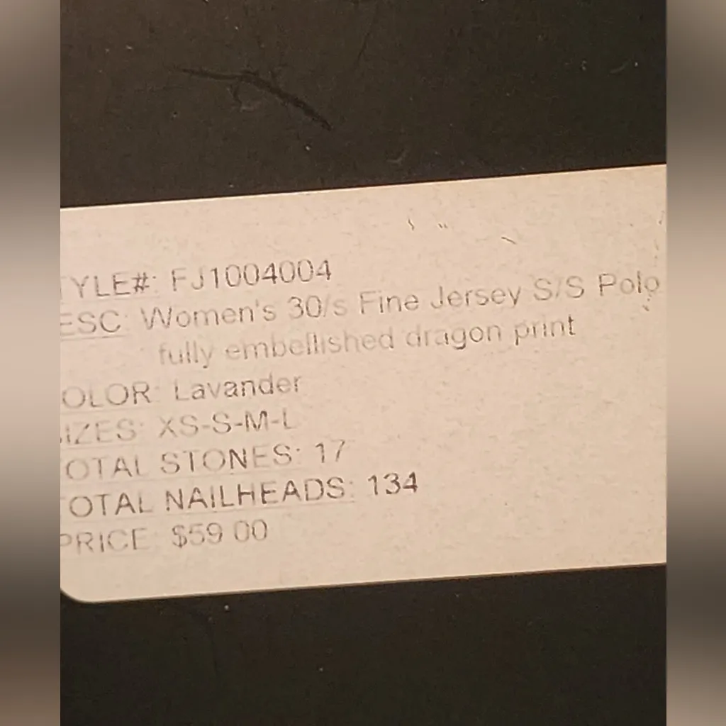 Key Closet Dragon Fine Jersey Polo Crystal Women’s Purple Shirt Size Medium - Image 5