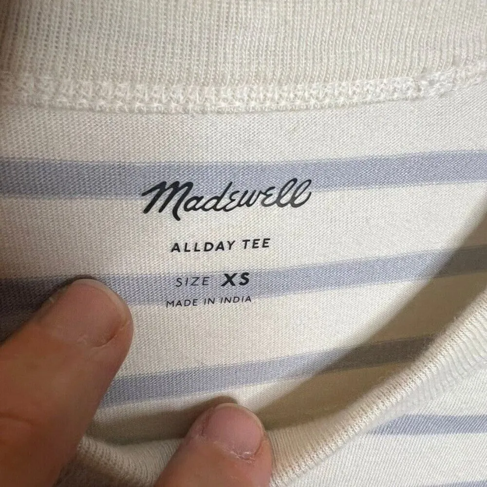 Madewell Mens Garment Dyed Allday Crewneck Tee Stripe Size XS NM162 - Image 4
