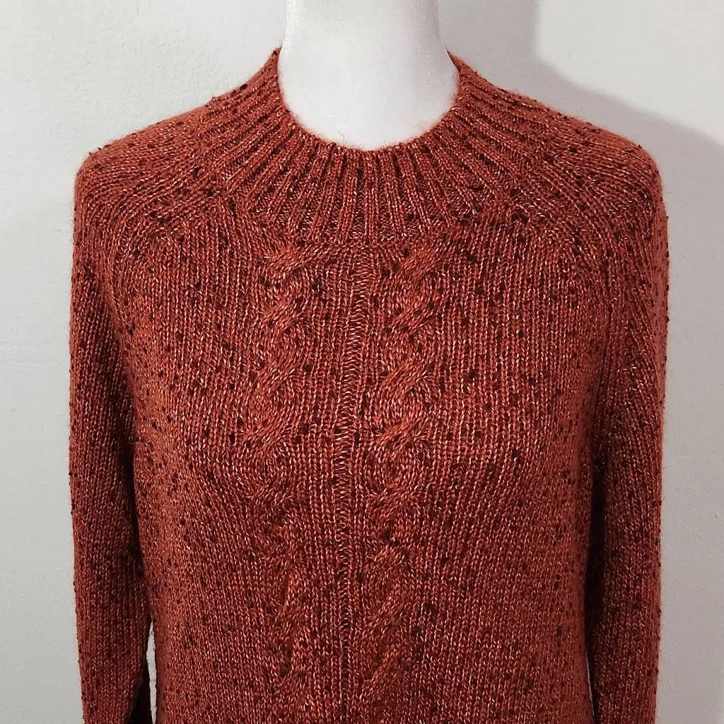 Naturals D&Co. Rust Sweater Size XS Soft Mock Neck Knit Sweater Red - Image 2