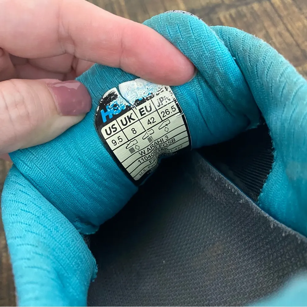 Hoka One One Warahi 3 Gray and Blue Running Athletic Shoes Size 9.5 - Image 7