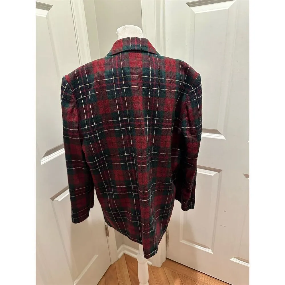 Sag Harbor Vintage Women's Tartan Plaid Blazer Jacket Size 14 Petite Multicolor - Image 3