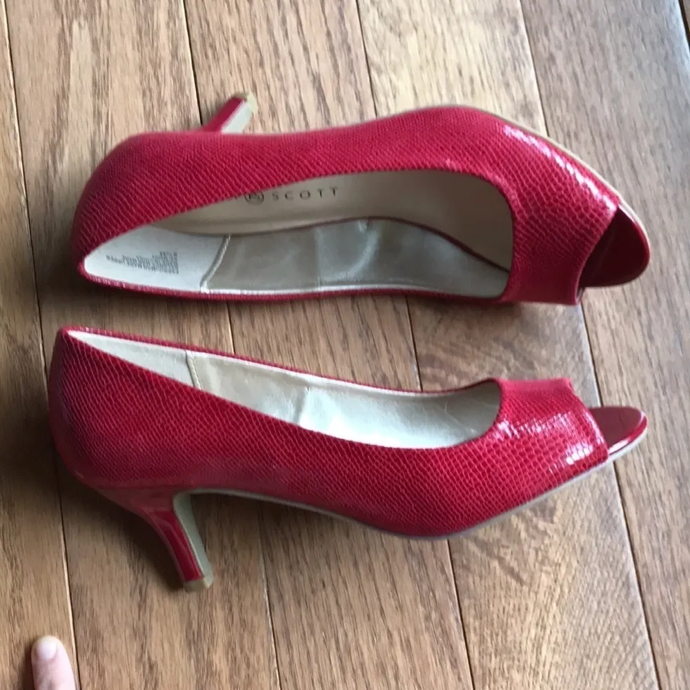 Nib Karen Scott Mory Open Toe red pebbled pumps - Image 8