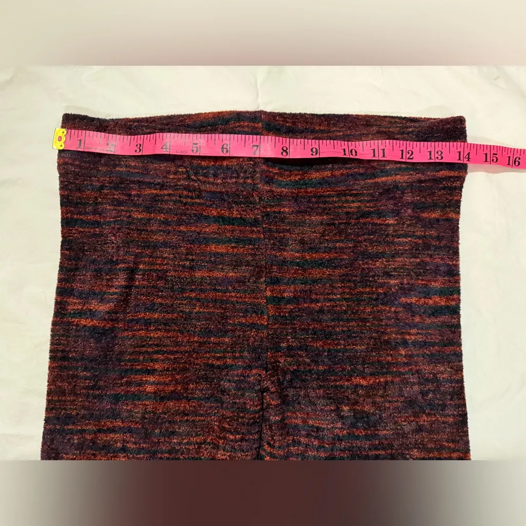 Free People Heathered Chenille Burgundy Red and Navy Blue Leggings Small - Image 7