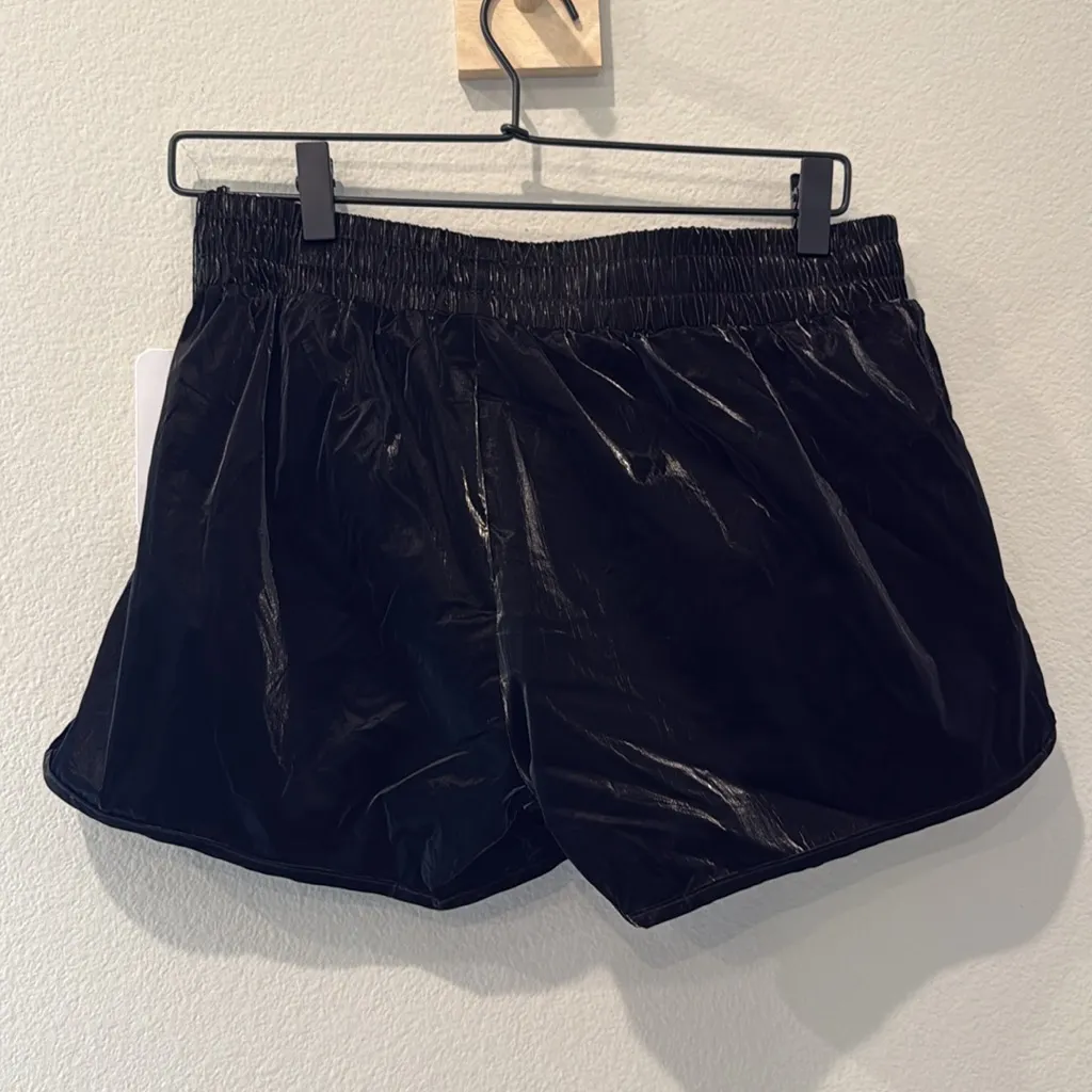 Zara Midnight Gloss Bomber Black Athletic Shorts Size Large - Image 7
