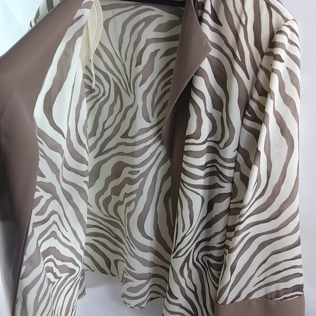 Anna Maxwell 34W Tan White Zebra Blazer Plus Size 5X - Image 3