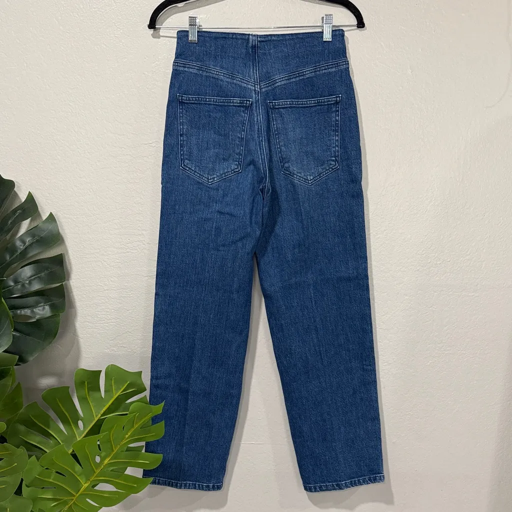 Veronica Beard Crosbie Crop wide crop High Rise Bright Blue Wash Jeans - Image 5