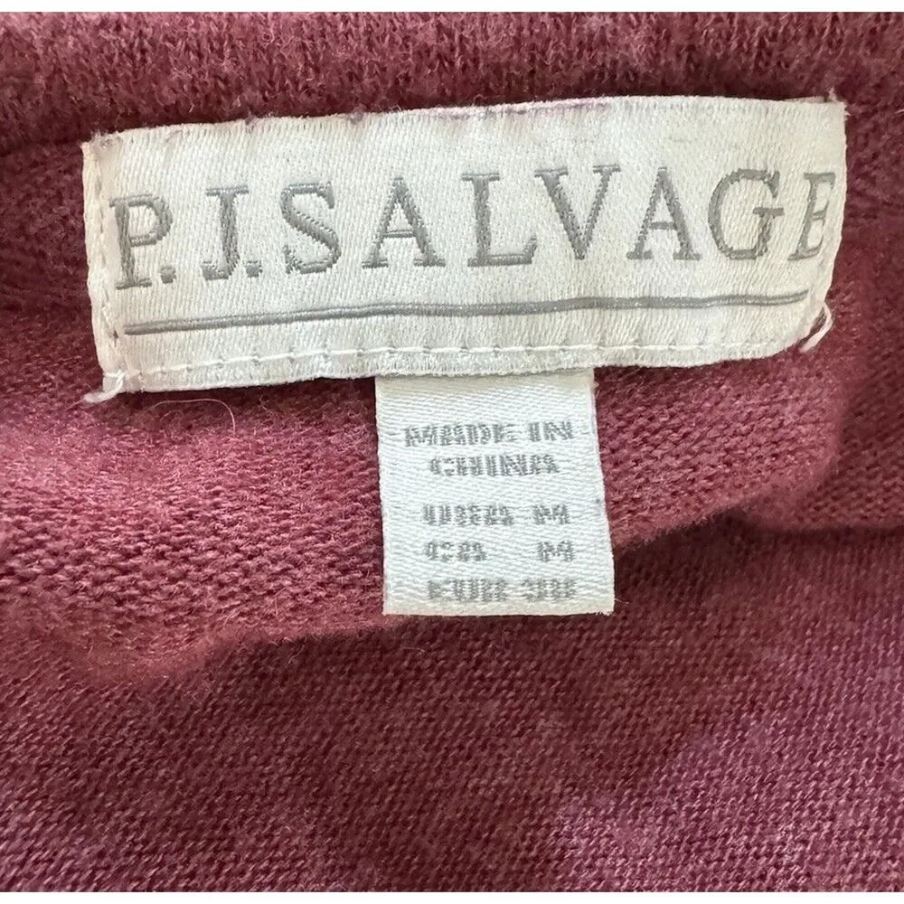 P.J. Salvage Medium Women's Cheers Gold Shimmery Holiday Pajama Sweater Winter - Image 5