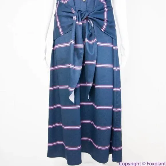 Hutch Anthropologie navy‎ blue stripes shirt dress collar, women size 0X - Image 4