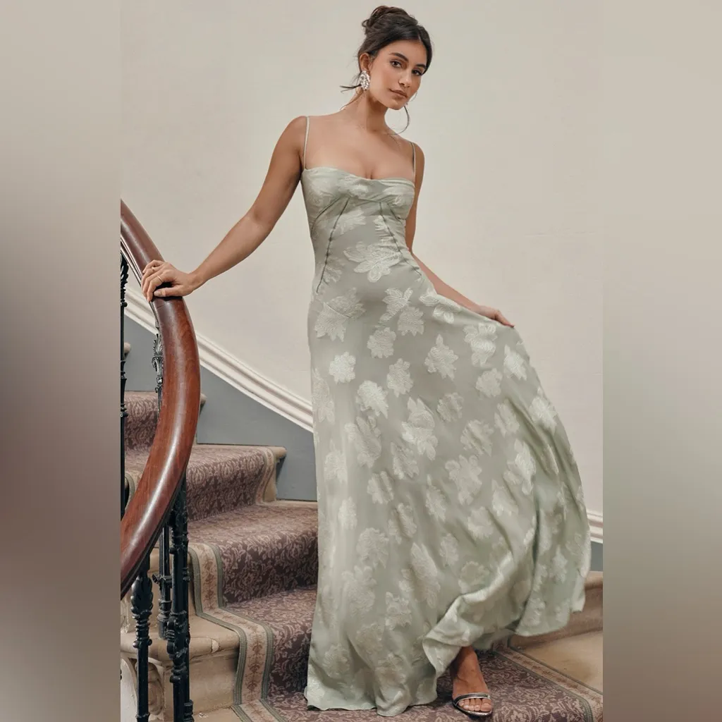 House of CB SEREN Pistachio Floral Lace Back Maxi Dress, Size X-Small, $285 - Image 8