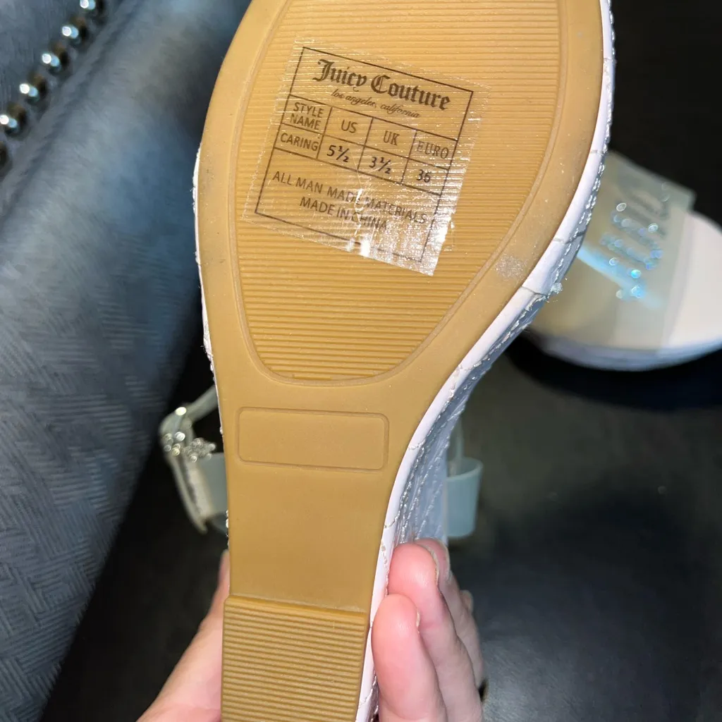 Juicy Couture Espadrilles Heels Clear Shoes Crown Charm 5‎ 1/2 bubblegum pink - Image 10