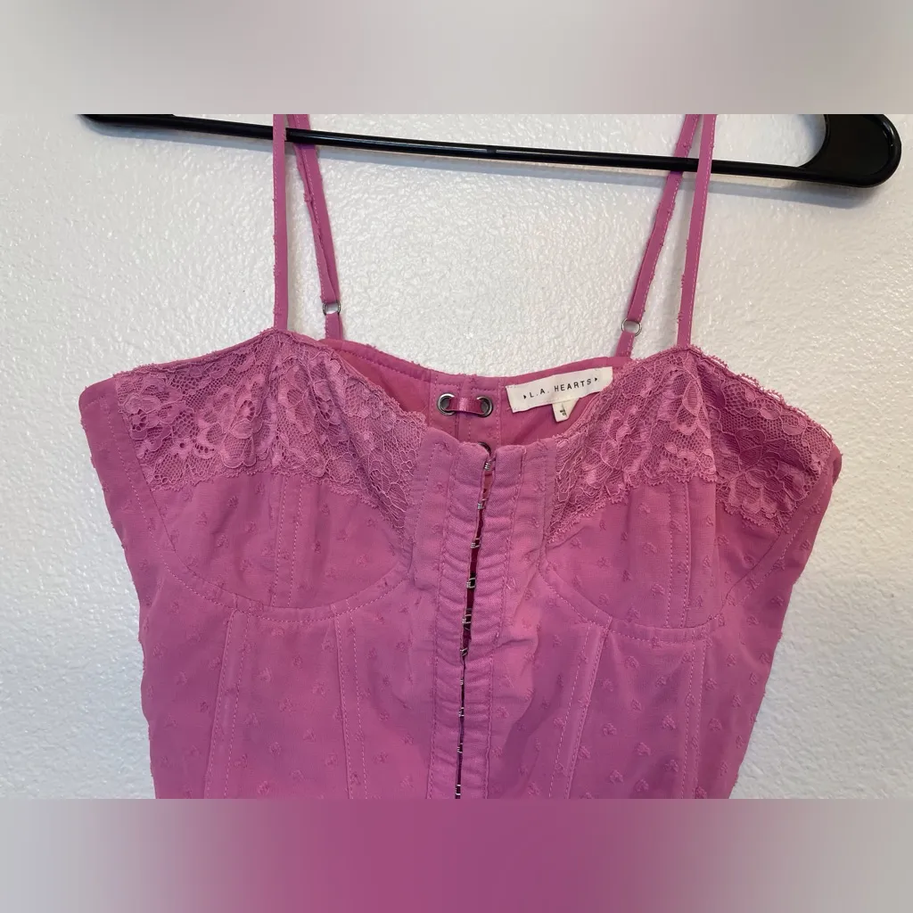 Pacsun LA Hearts Women’s Pink Lace‎ Corset Top Size M - Image 5