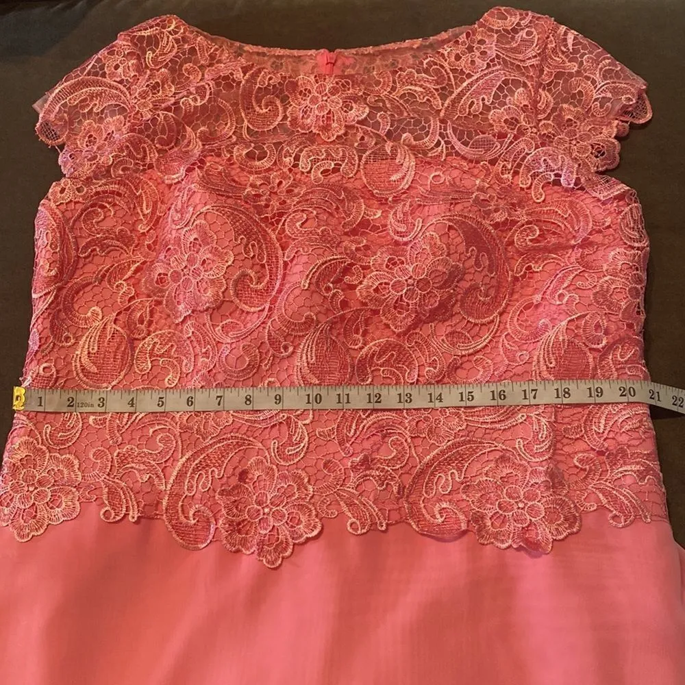 Women’s Pink Tea Length Dress Layered Chiffon Skirt Lace Bodice Size XXL NWOT - Image 8