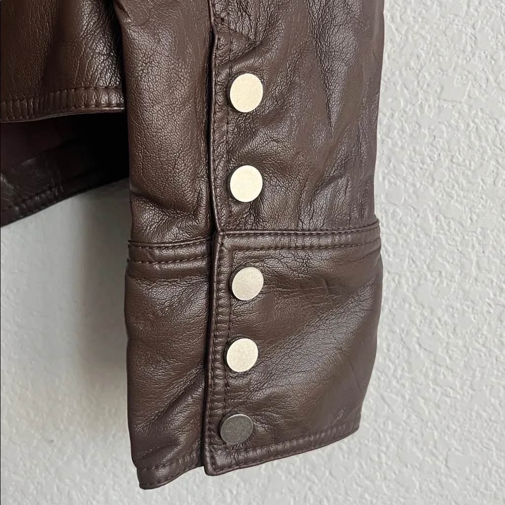 Jonathan Simkhai Wyatt Faux Leather Jacket in Coffee/Brown, Size XL, NEW Brown - Image 5