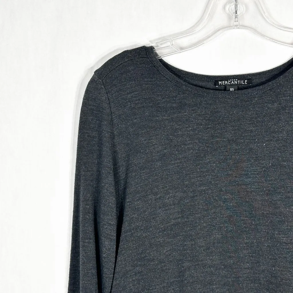 J Crew Mercantile XS Top‎ Faux Layer Gold Polka Dot Gray Knit Sweater Prep 104 - Image 3