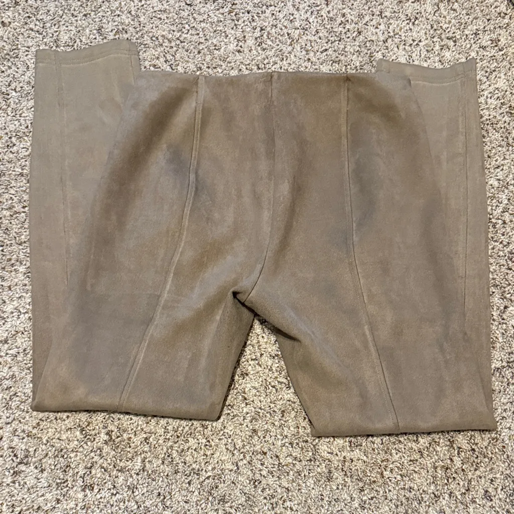 Tahari Tan Suede Feel Pull On Trousers Women’s Size S Soft Stretch Pants Taupe - Image 7