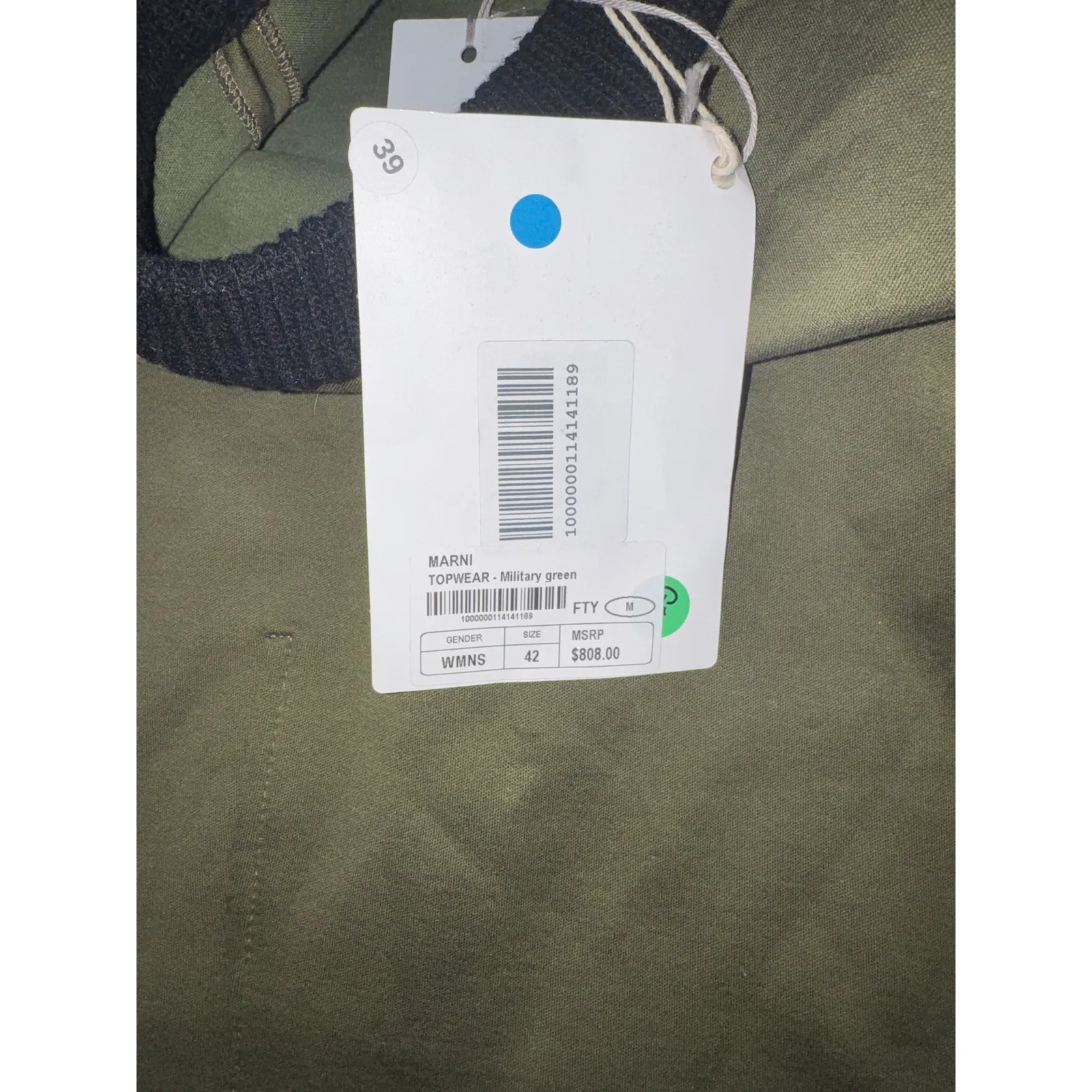 MARNI Sweatshirt in Military Green, Italy 42 / US Size 6, New w/ Tag MSRP $808 Green - Image 5