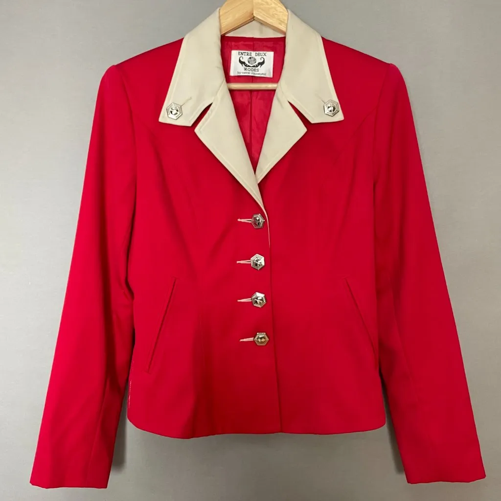 Vintage Blazer‎ Rodeo Queen Retro 90s Power Suit Large Buttons Bold Funky Woman Red - Image 15