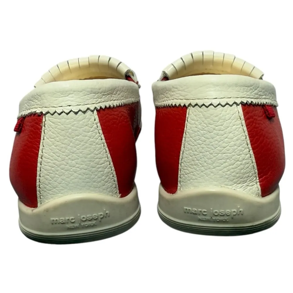 Marc Joseph New York Women's Lexington Golf Loafers Red White Leather Size 6.5 - Image 6