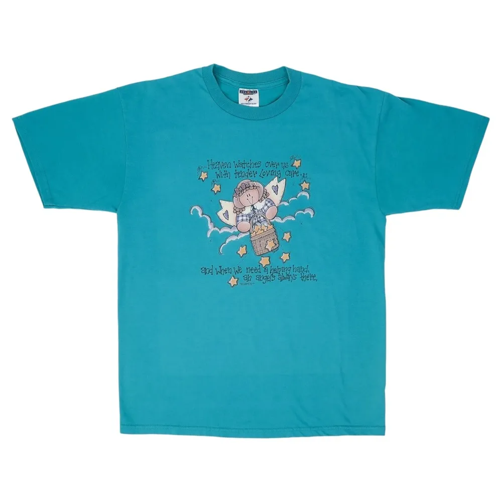 Vintage 90s Jerzees Granny Cottagecore Angel Shirt - Image 2