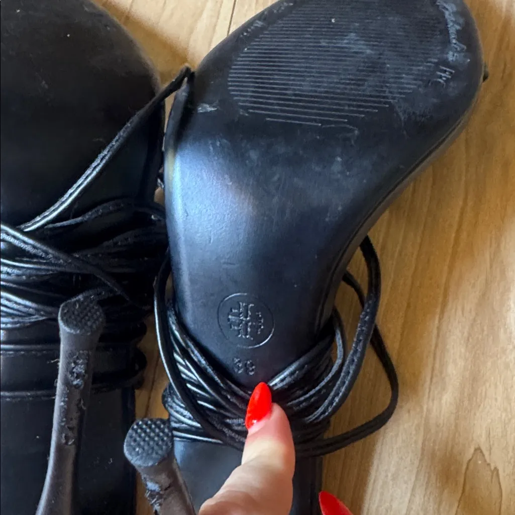 Black Strappy Heels Size 8 - Image 7