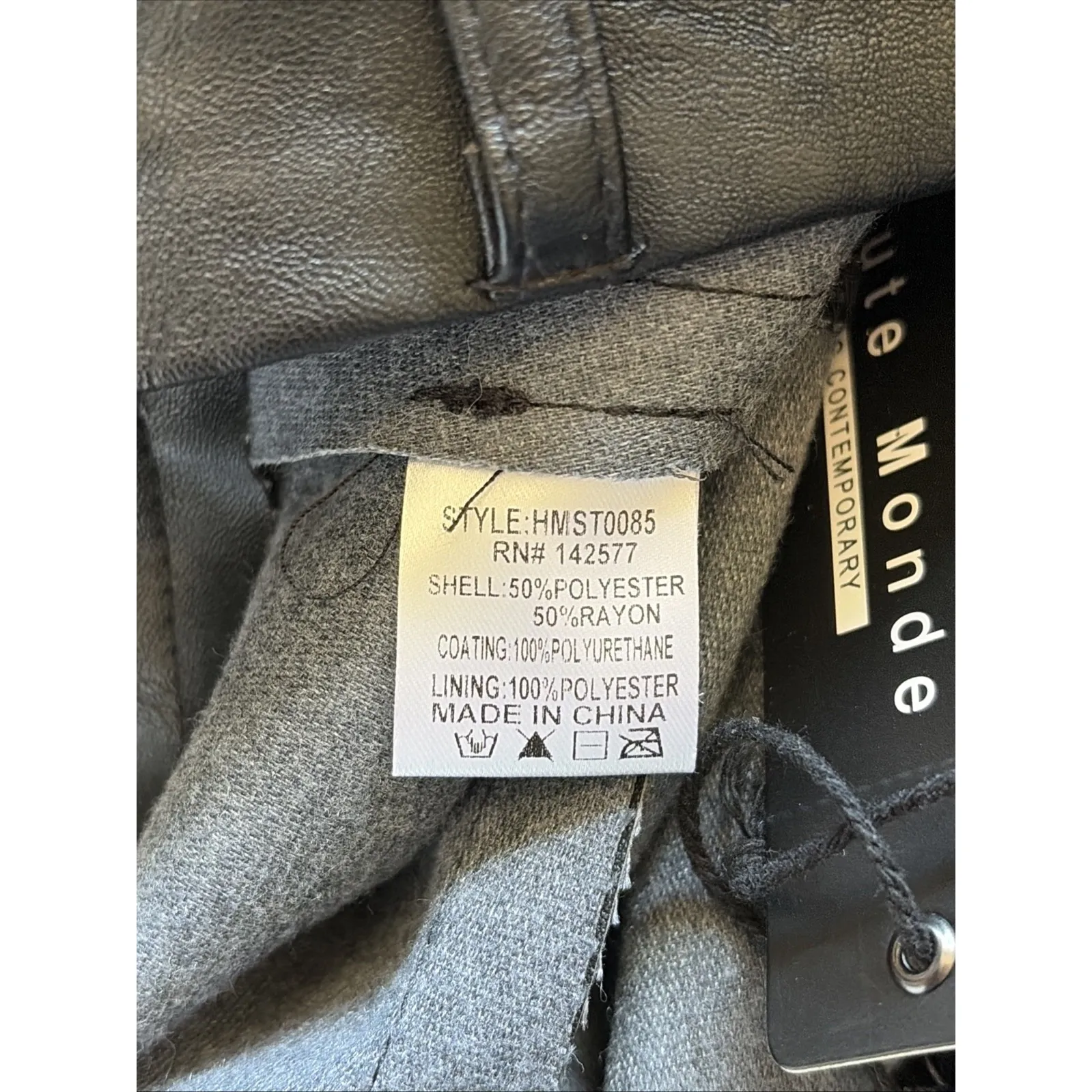 Haute Monde Classic Black Snap Front Tiered Faux Leather Mini Skirt Small NEW - Image 6