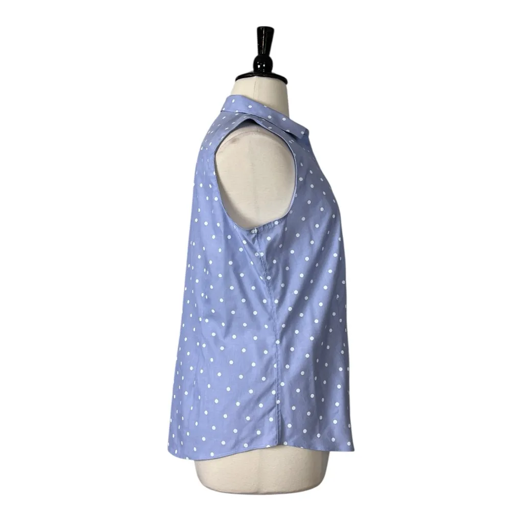 Talbots Top Collared Button Down Sleeveless Blue White Polka Dot Women’s Size 18 - Image 3