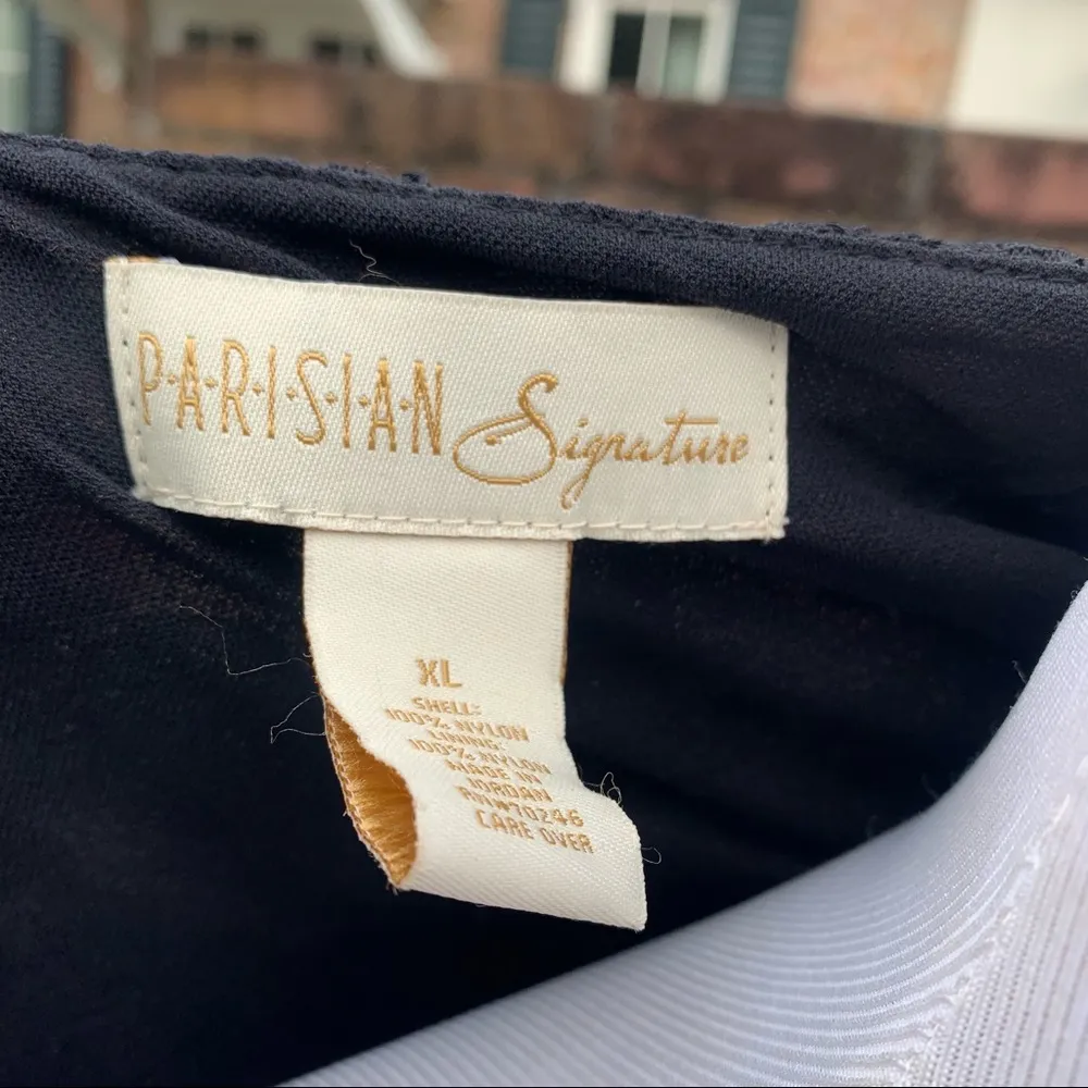 Vintage Parisian Signature Black Lace 3/4 Sleeve Blouse XL - Image 9