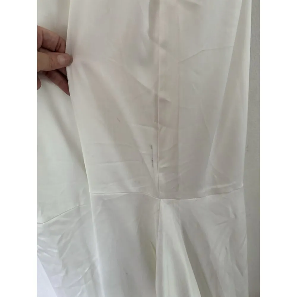 NWD Lulus White Satin Square Neck Wedding Dress With Train Size XL - Image 5