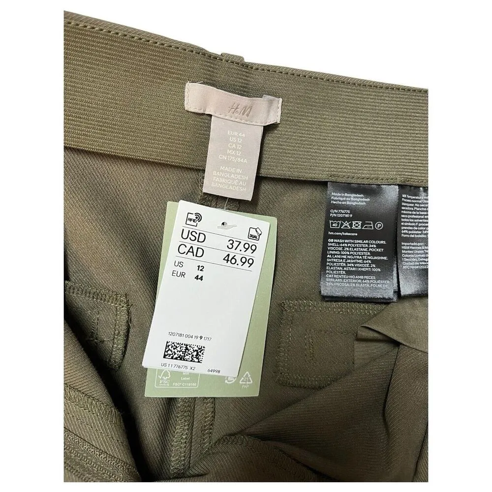 New H And M Pants Womens 12 High Rise Straight Dress Slacks Trousers Brown - Image 9