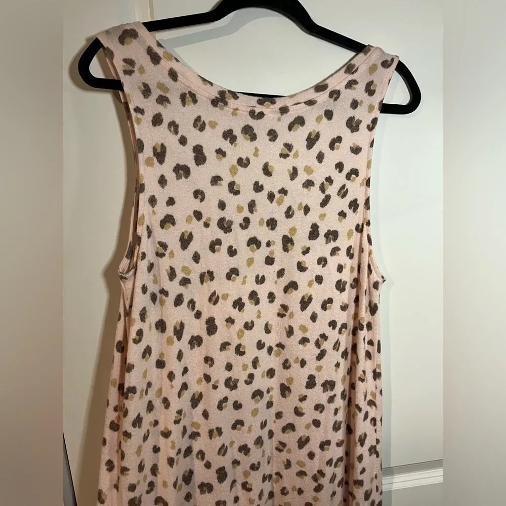 Nottibianche Sleep Gown Dress in Pale Pink Light Brown Cheetah Print Size Medium - Image 3