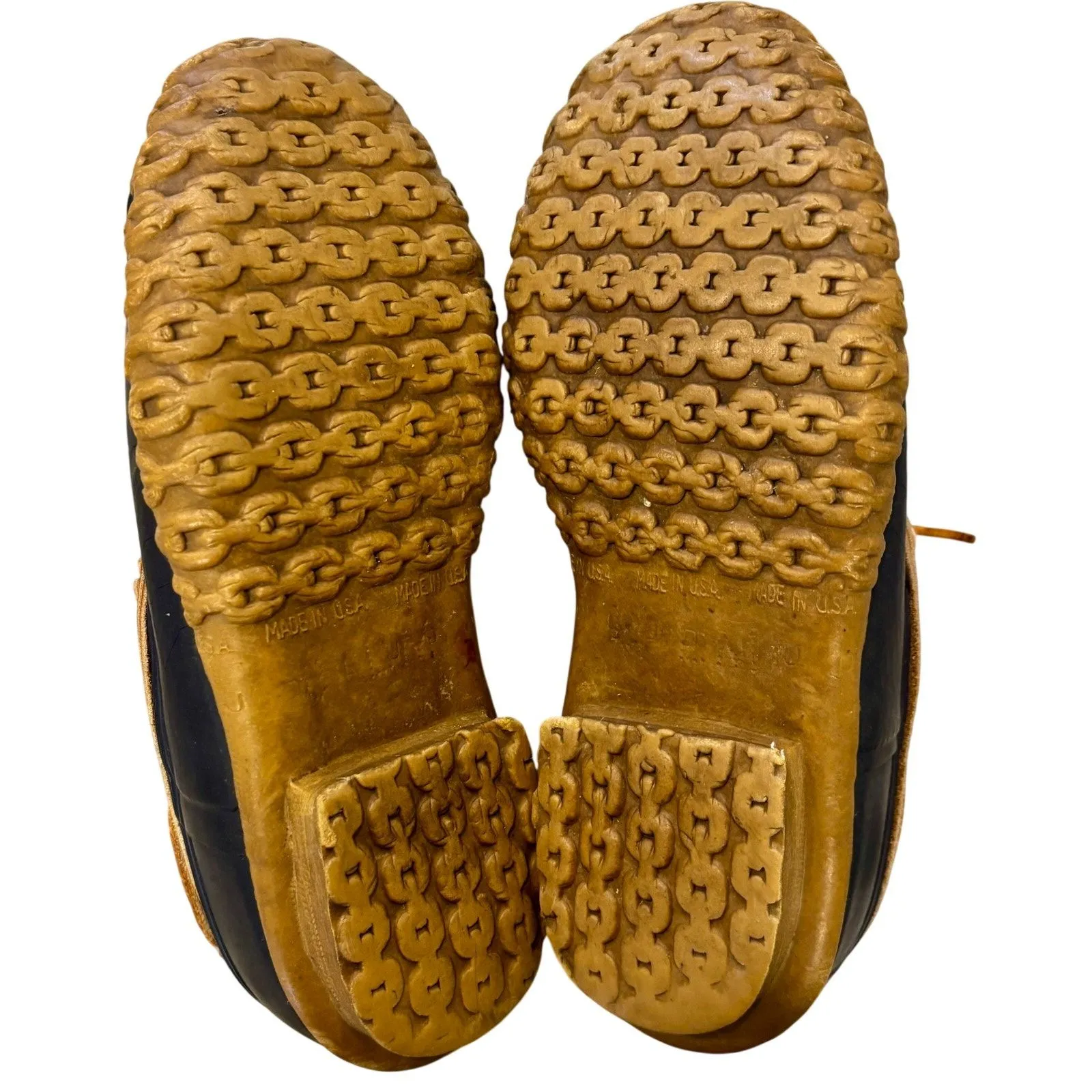 VTG L.L.Bean Bean Boots Navy Tan Rubber Moc Duck Boots, Women's Size 8 - Image 5