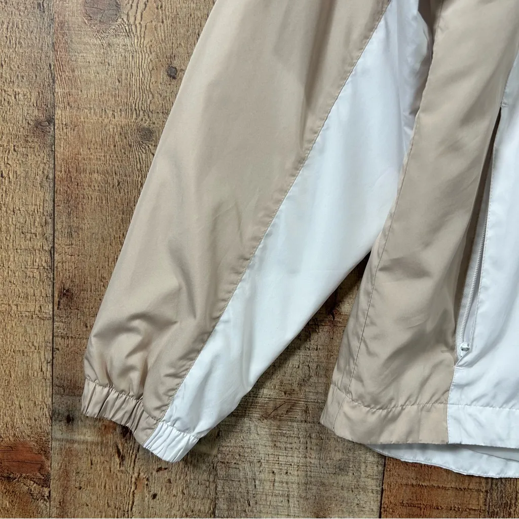 FootJoy Women’s Golf Jacket Medium Beige White Zip Up Lightweight Windbreaker - Image 2