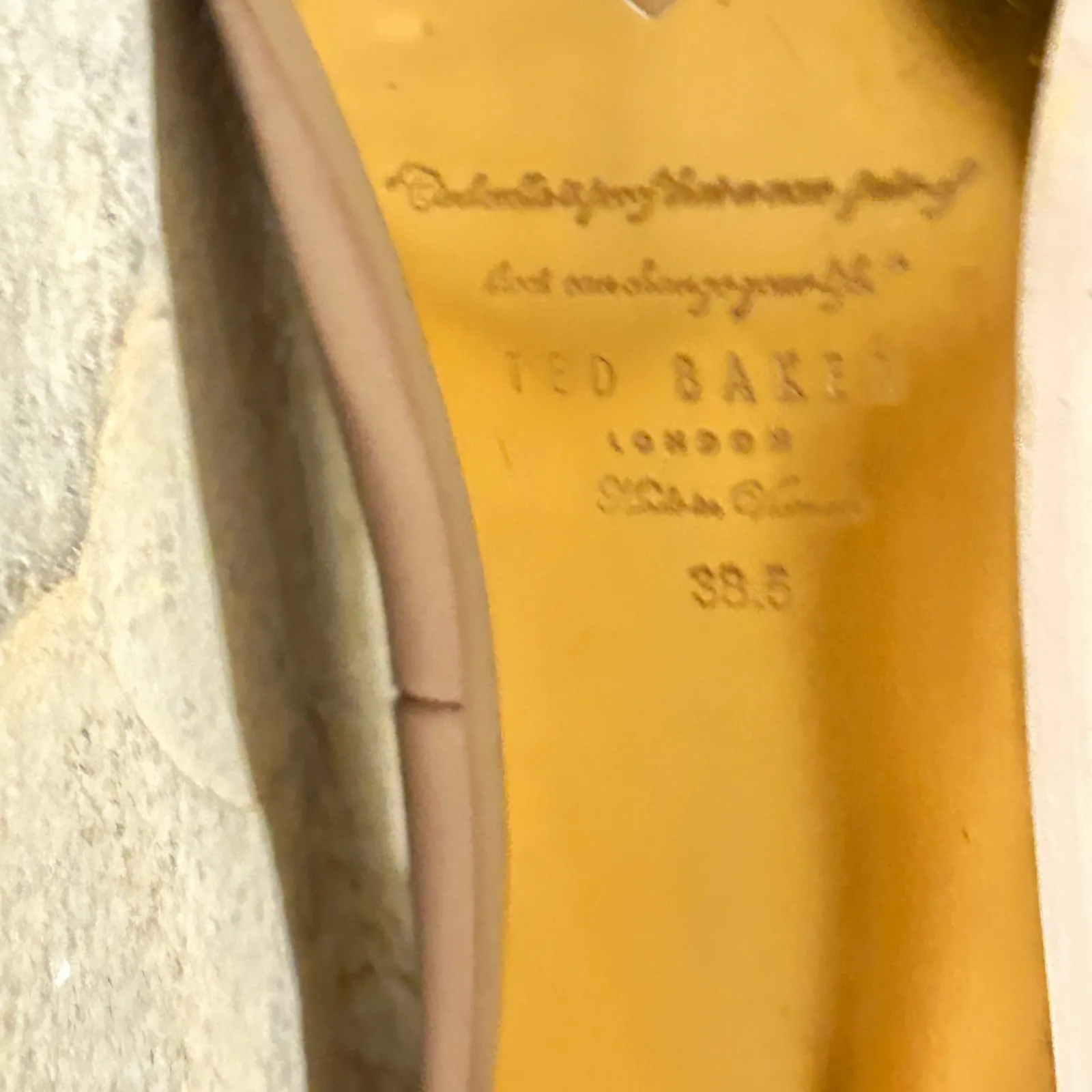 Ted Baker Iinesi Pump Pink Satin Logo Glam Baddie Sz 8.5 Quiet Luxe Minimalist - Image 8