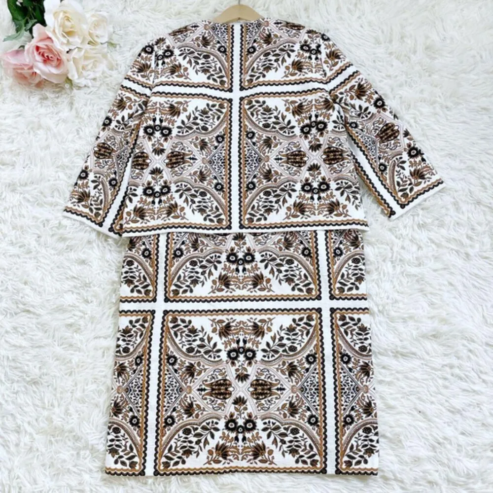 MAX MARA STUDIO Berto Suit Set (Dress+Matching Jacket) Moroccan-Tile Print US 6 - Image 2