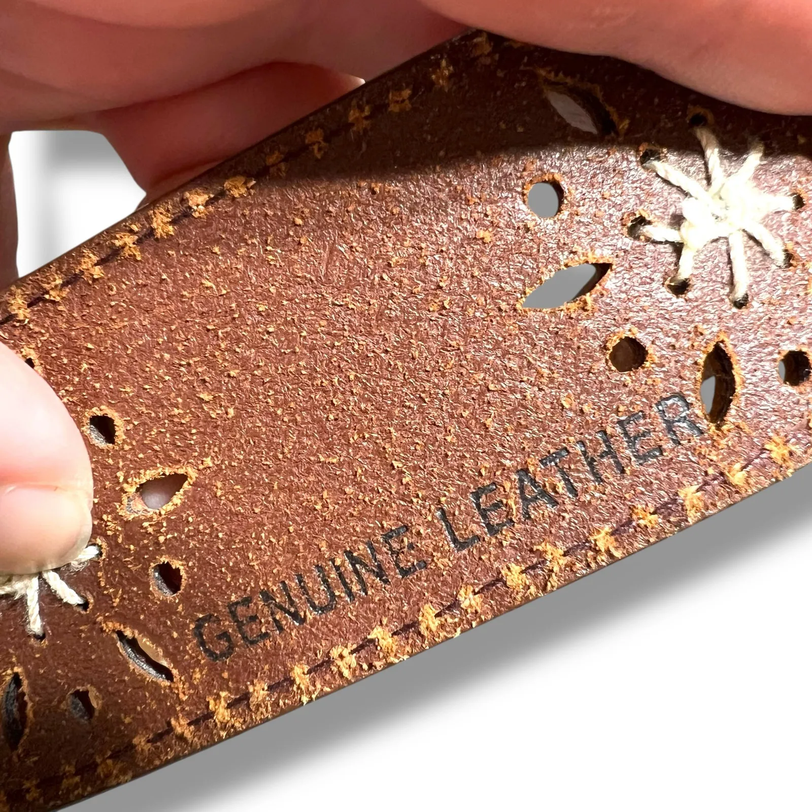 Womens Genuine Leather Belt Floral Accent Buckle Closure Brown Large 33 to 36 - Image 8