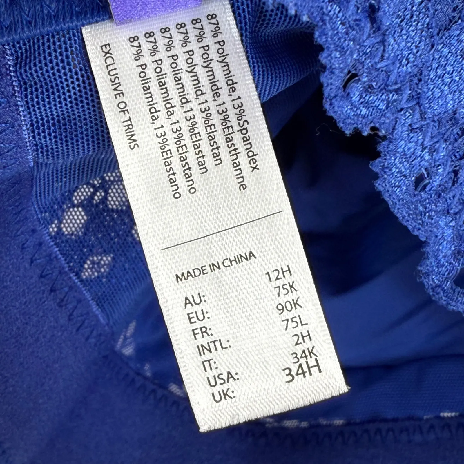 Parfait Lace Bralette Bra Sapphire Blue P5482 Wireless Unlined 34K Size undefined - Image 5