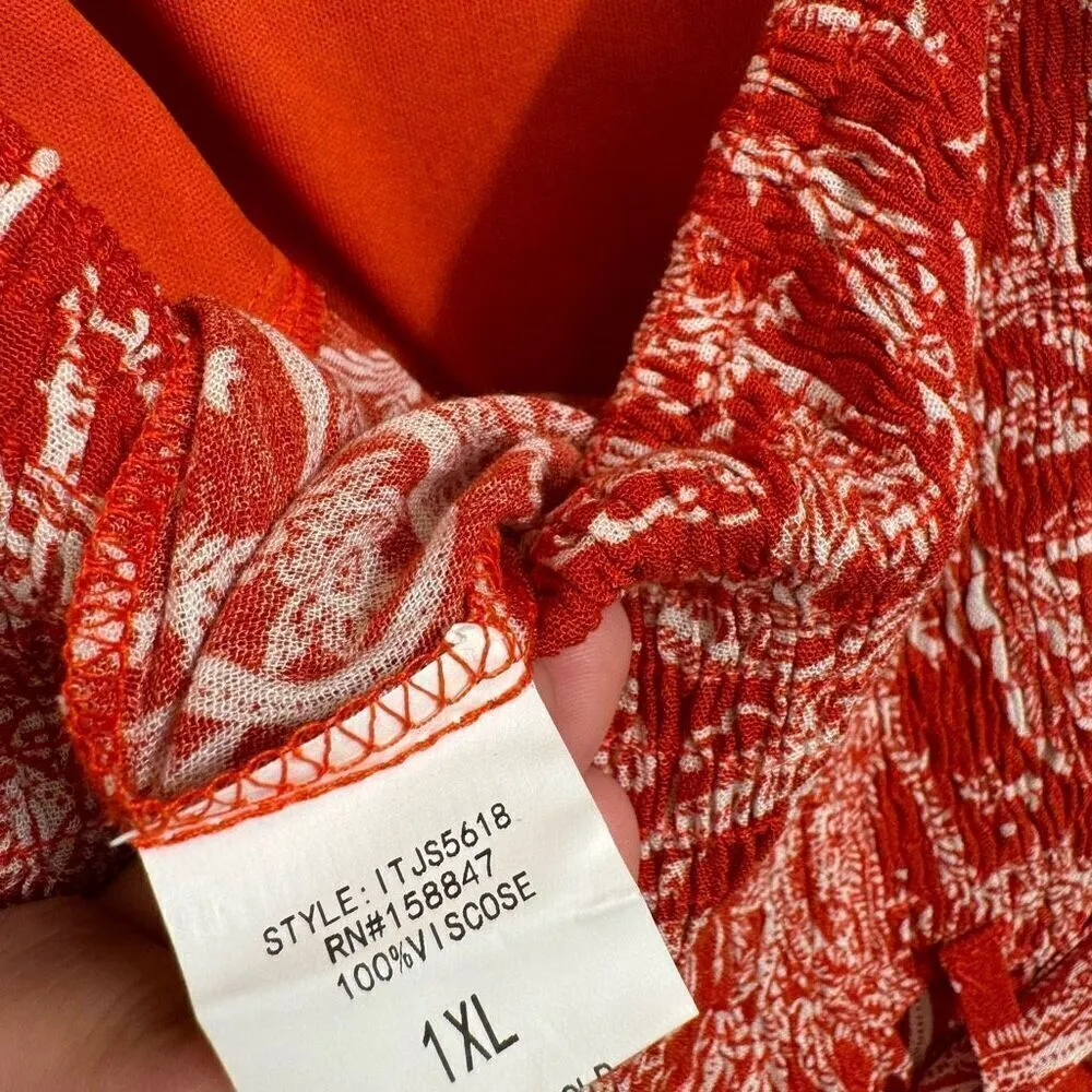 Wild Jasmine Red Tie Back Paisley Henna Print Pants Romper XL NWT - Image 6