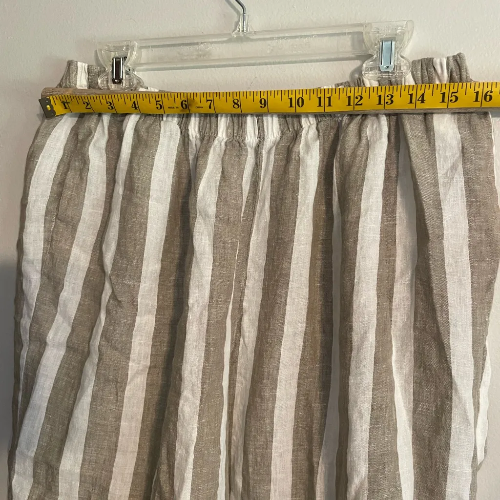 Flax Striped Cropped Pant, 100% Linen, Size L, EUC - Image 6