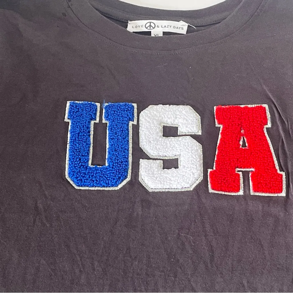 Black and Blue USA Crop Top Size XL - Image 2