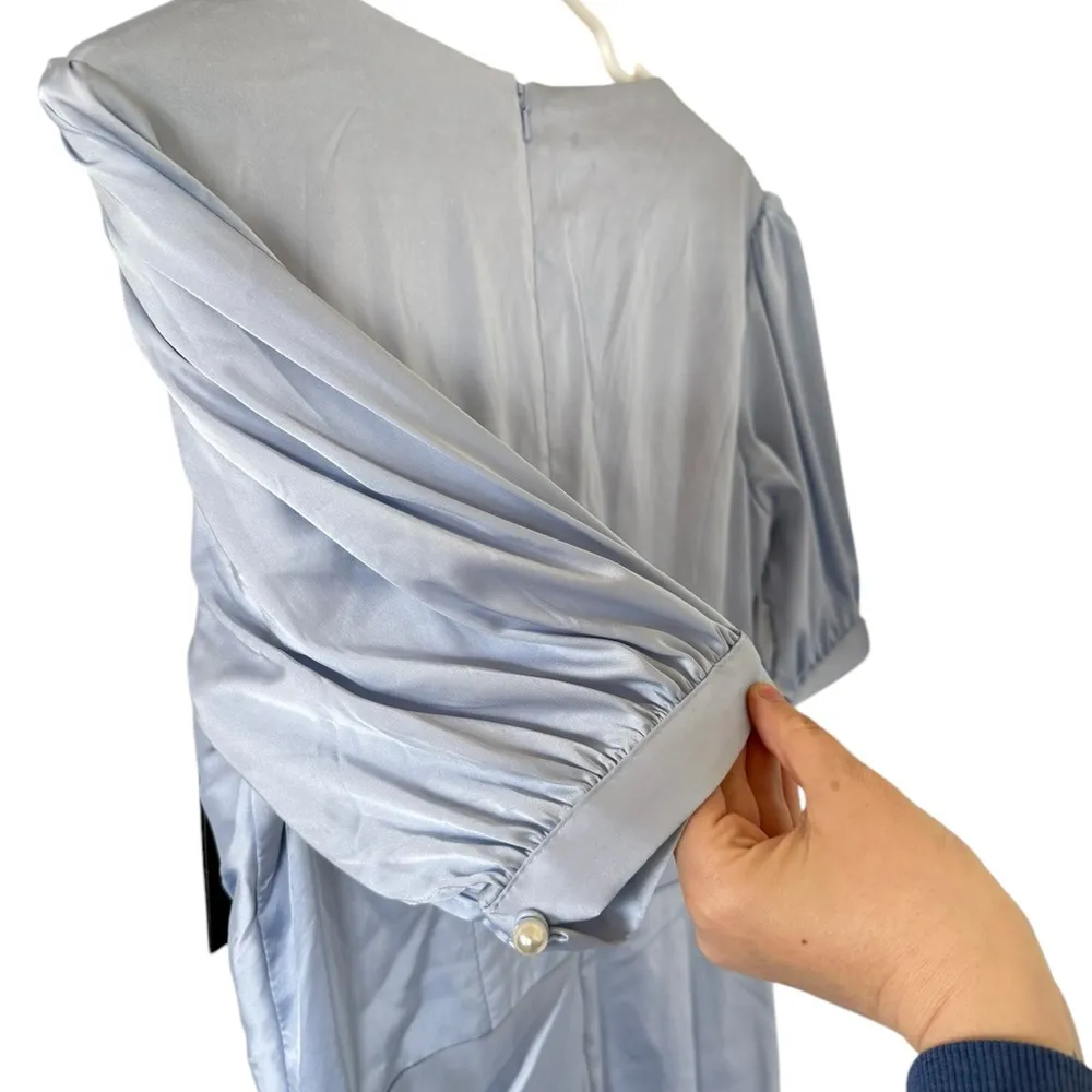 Ieena for Mac Duggal NEW Wrap Front Satin Cocktail Dress - Image 7