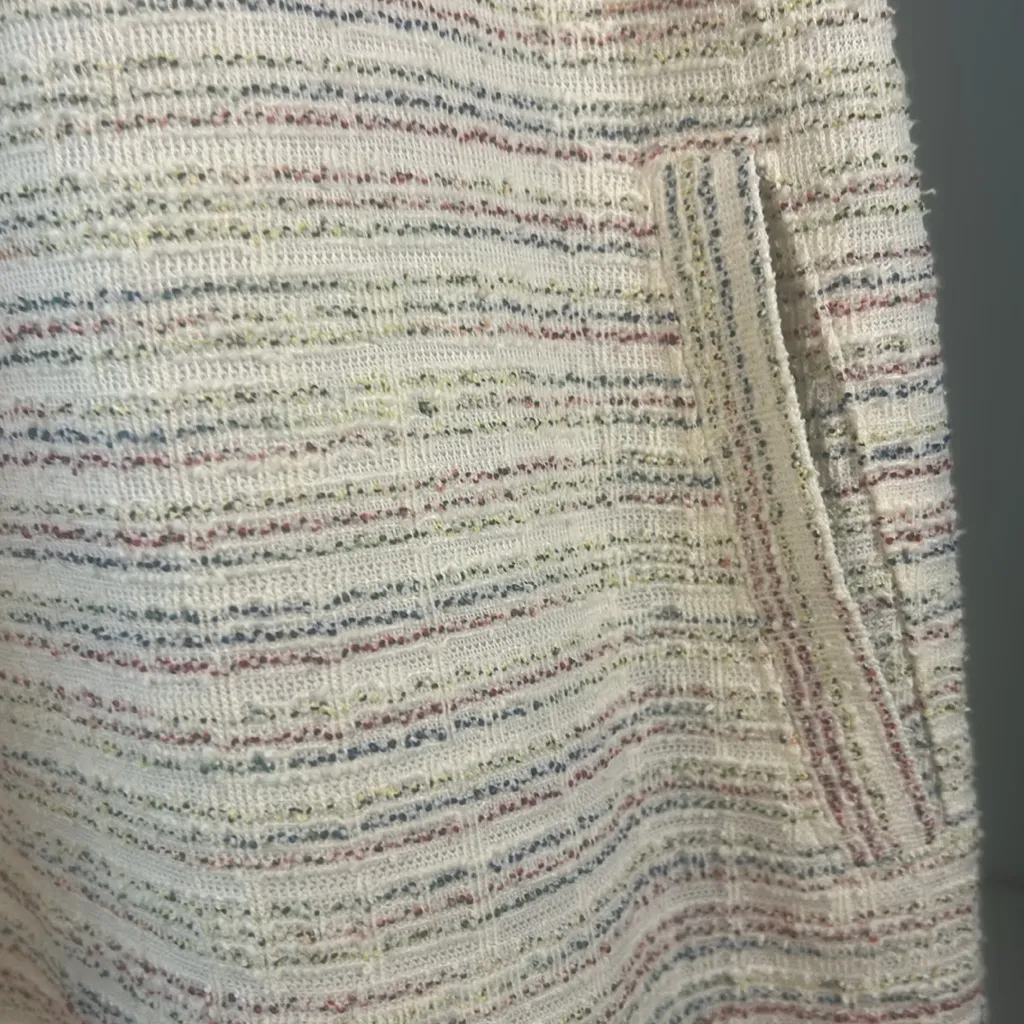 Loft Dress Women's Size M Ann Taylor Rainbow Tweed Balloon Half Sleeve Striped - Image 5