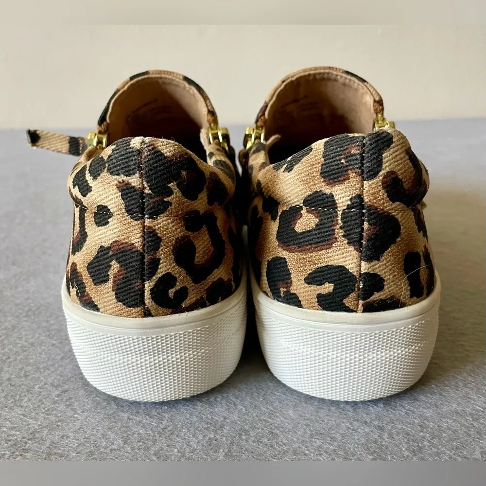 Steve Madden Women’s Glaammar Canvas Leopard Print Dual Zipper Sneakers Size 6.5 - Image 8