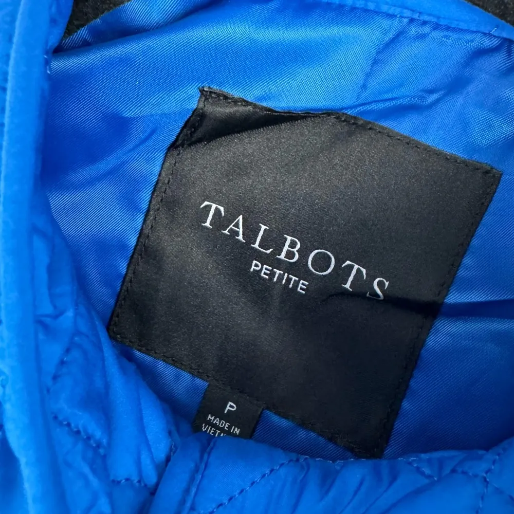 Talbots Diamond Quilted Jacket Sz Petite Cobalt Blue Button Snap Barn Chore - Image 12