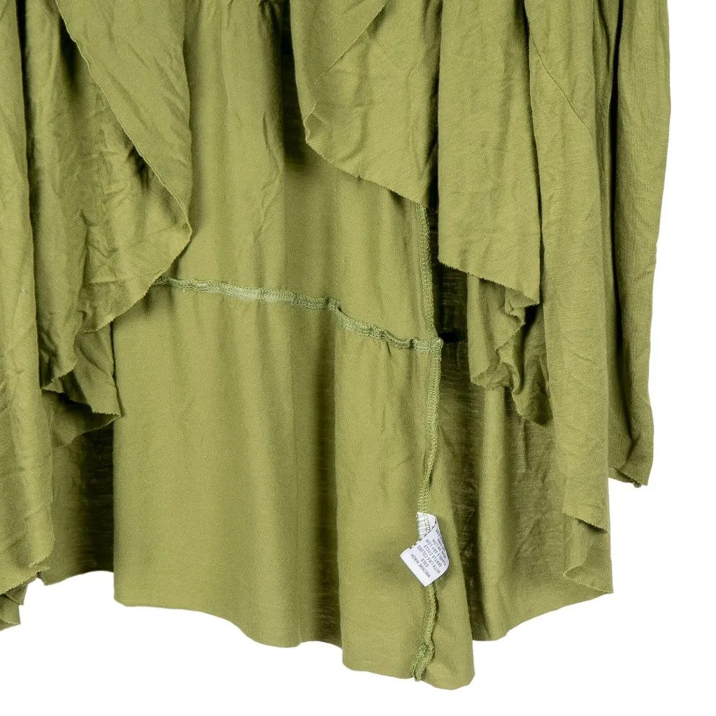 Cha Cha Vente Cardigan Sweater M Womens Green Waterfall Rayon Stretch Open - Image 3