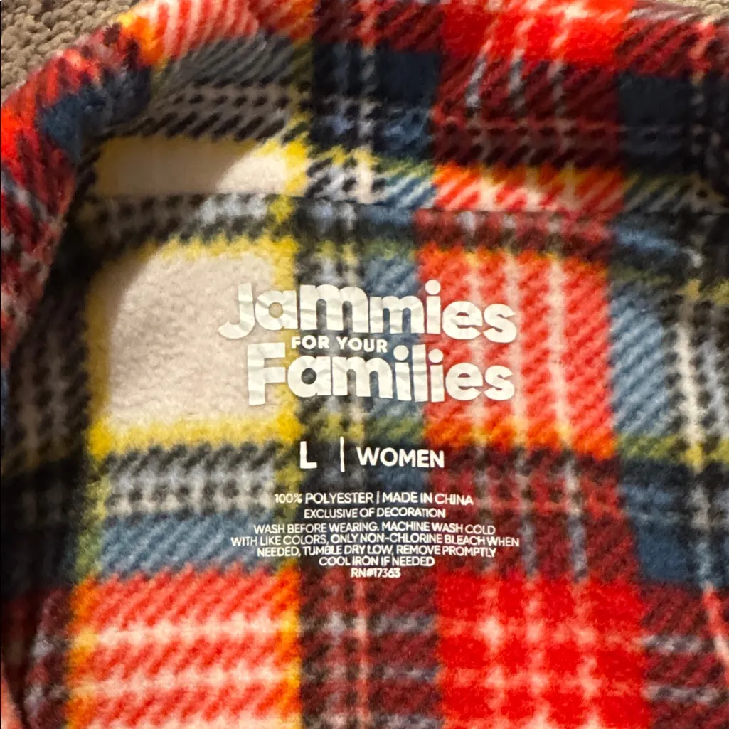 Jammies For Your Families Red Plaid Christmas Fleece Pajama Set SIZE L Size L - Image 3