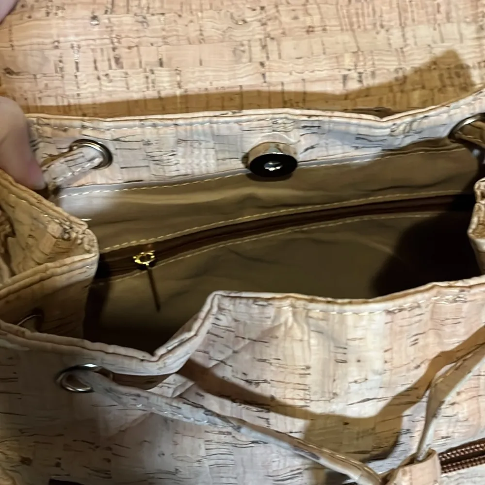 NEW! Corkcho vegan cork backpack. Neutral tone with tropical floral flap. - Image 11