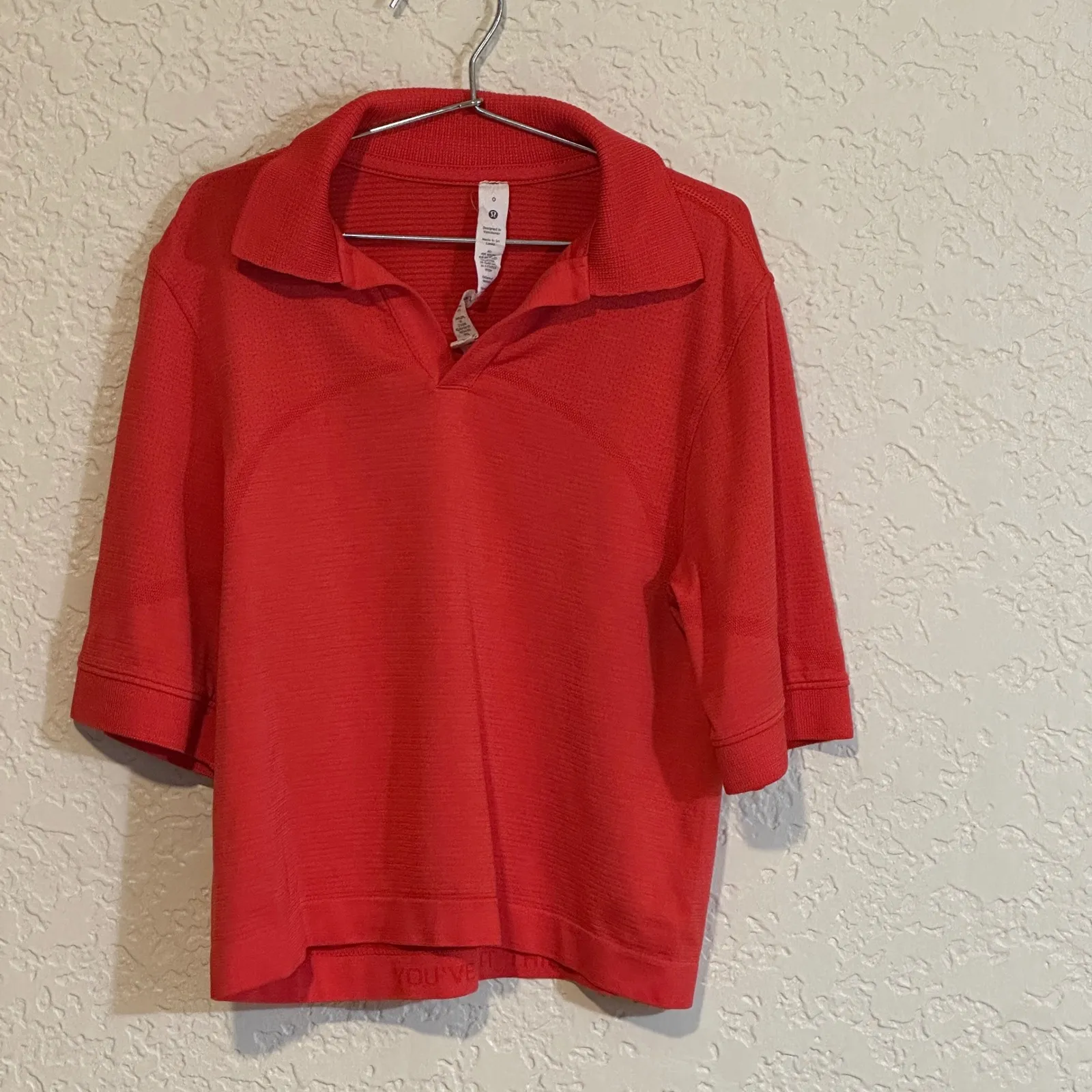Lululemon Swiftly Tech Relaxed-Fit‎ Polo Shirt Size 0 Hot Heat Red Glow - Image 4