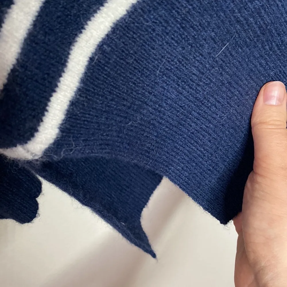 Madewell Cozy Walker striped longline plush alpaca blend cardigan navy white M - Image 76