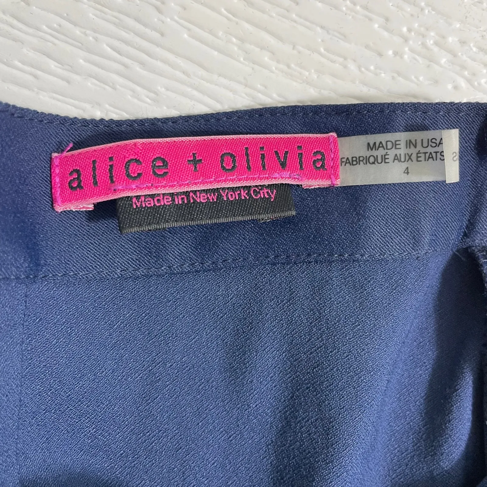 Alice + Olivia Navy Blue High‎ Waisted Zipper Front Dress Pants Women Size 4 - Image 6
