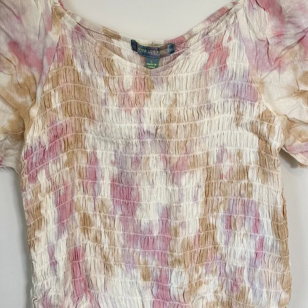 NWT Good Luck Gem Pastel Tie Dye Top - Size: Large - Image 4